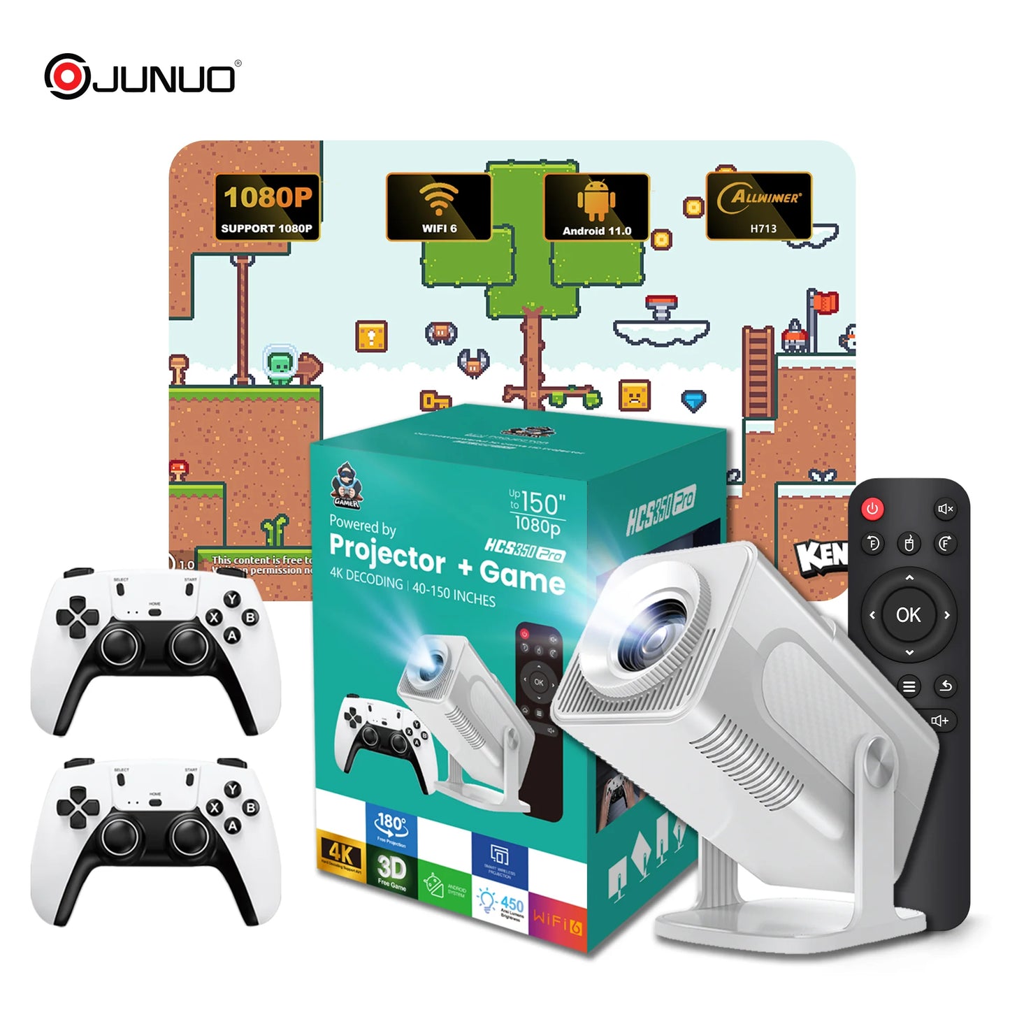 Projecteur android HCS350MAX avec 02 manette intégrées