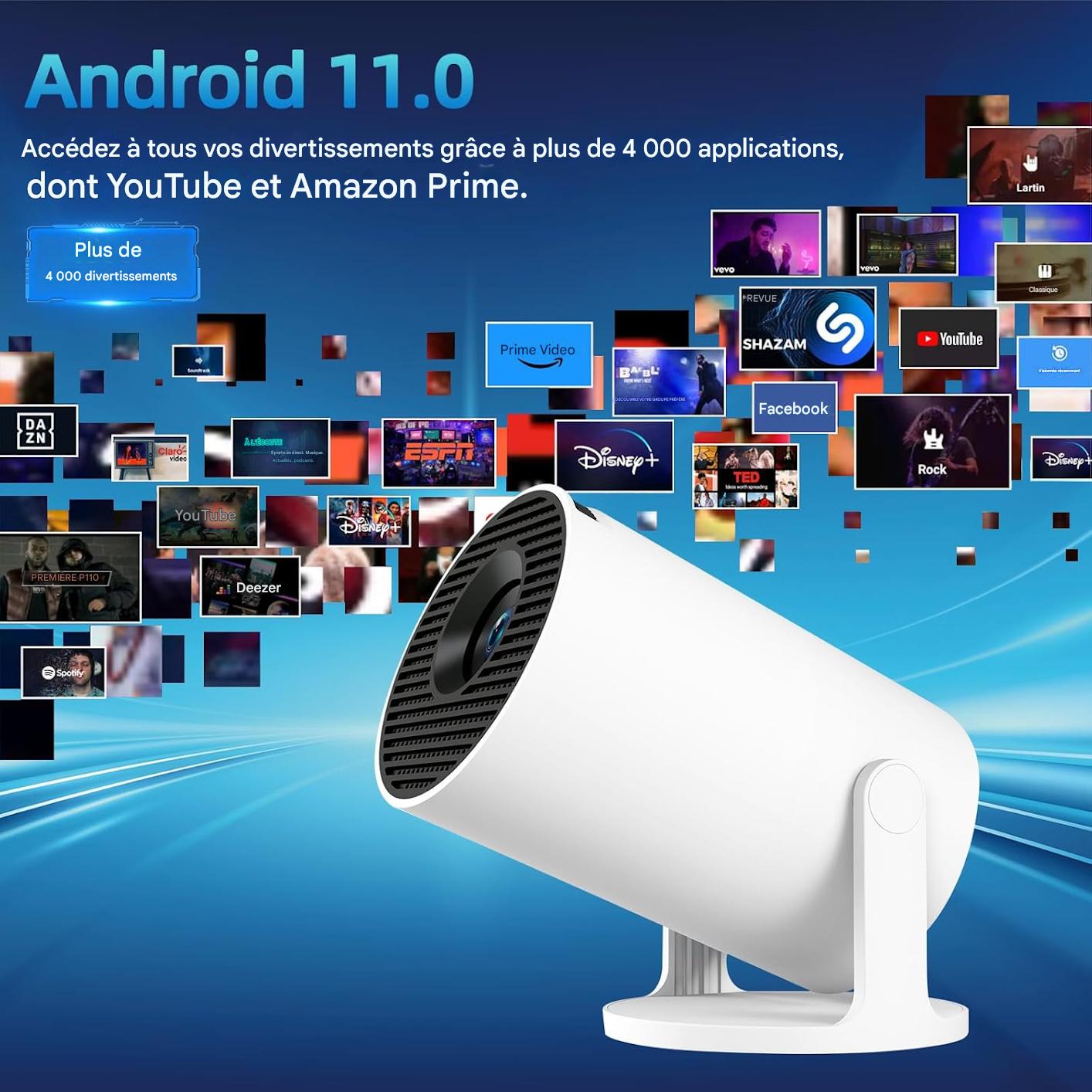 HY300 Smart Projector – Modèle Android, WiFi intégré avec haut-parleur