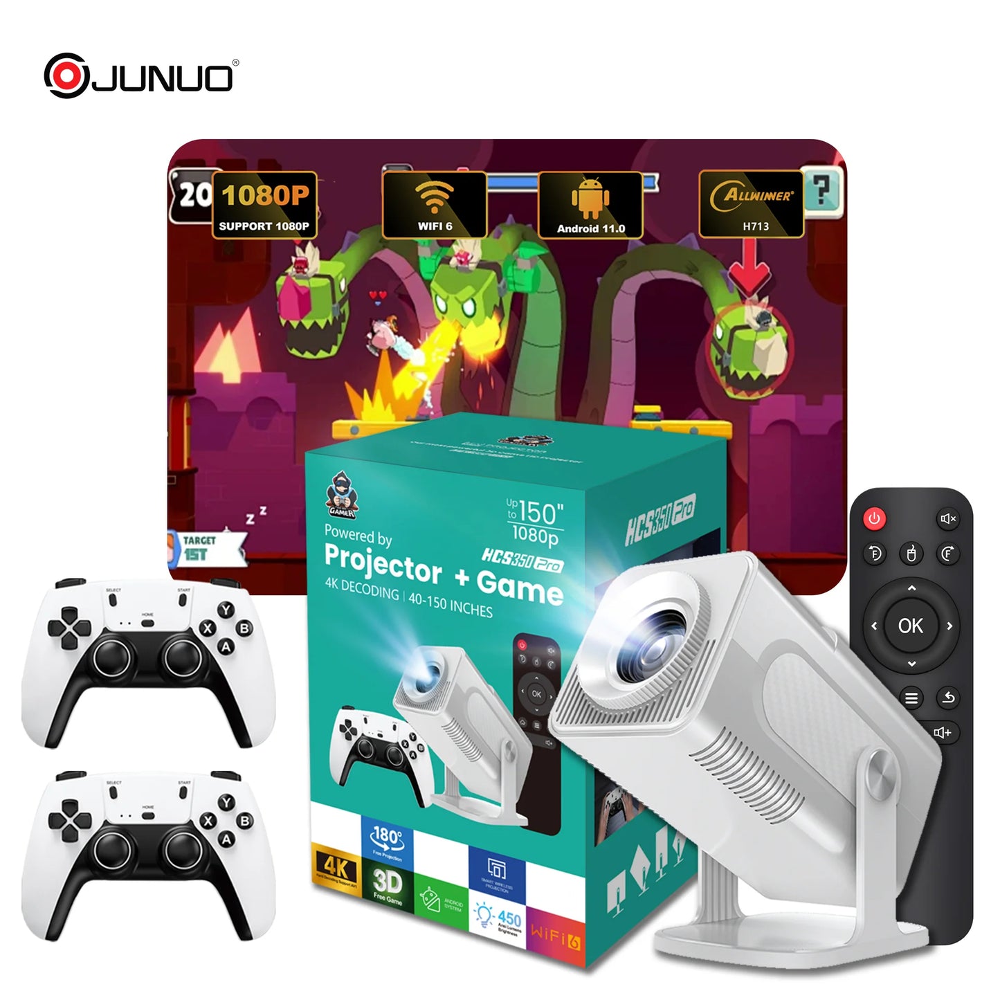 Projecteur android HCS350MAX avec 02 manette intégrées