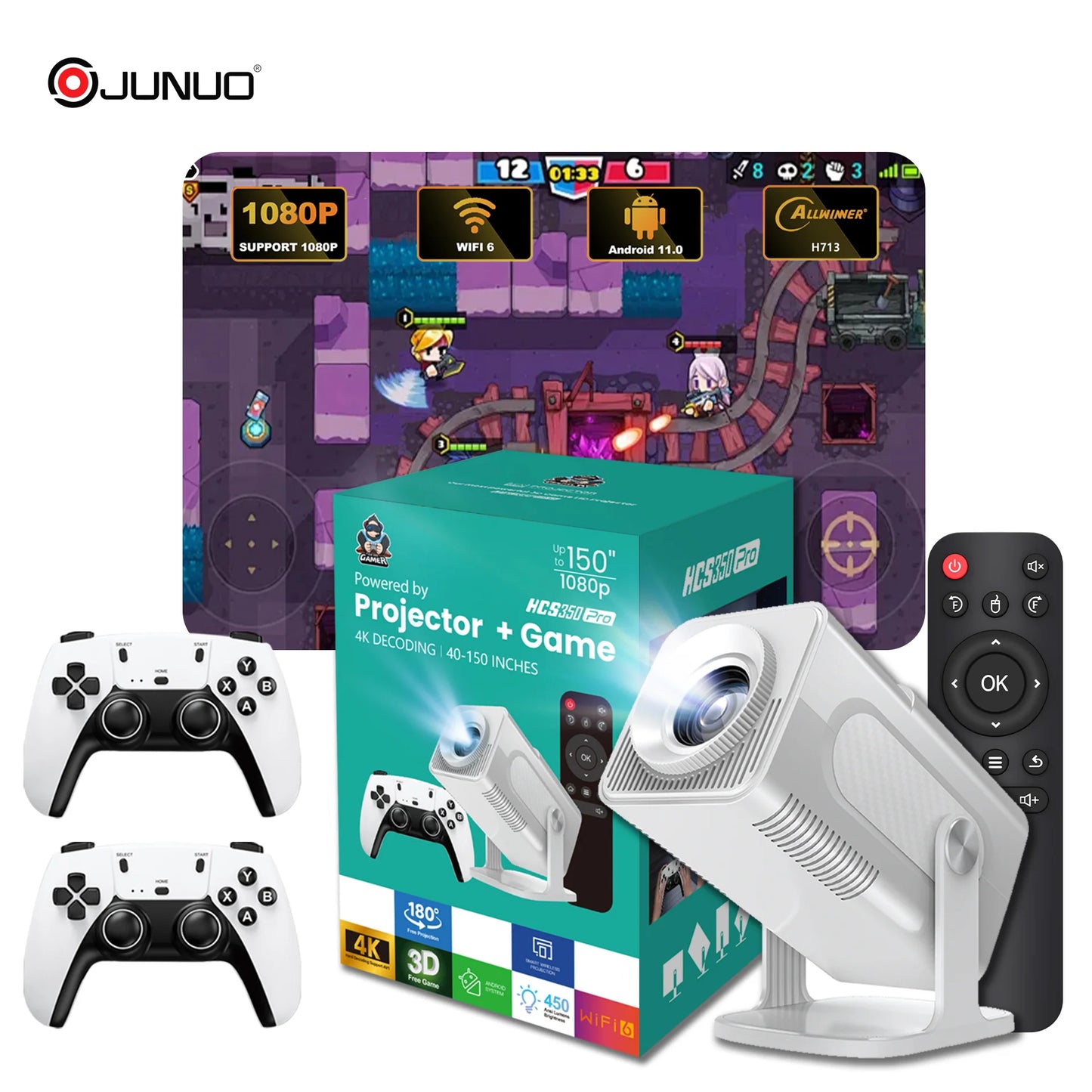 Projecteur android HCS350MAX avec 02 manette intégrées