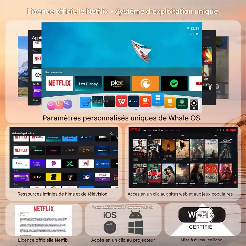 HY320 Smart Projector – Modèle Android, WiFi intégré avec haut-parleur